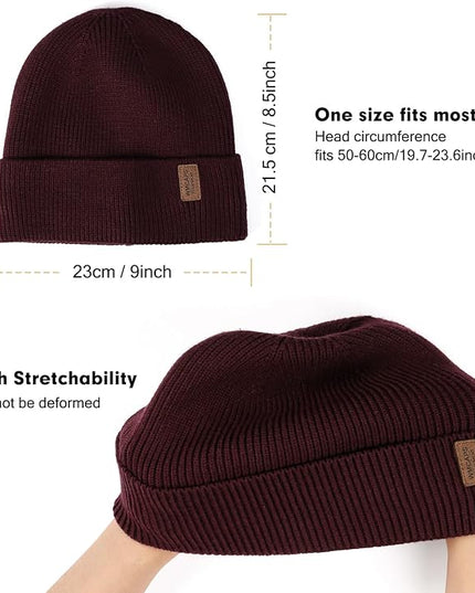 Wmcaps Winter Beanie for Men Women, Fleece Lined Beanie Soft Warm Knit Hat Ski Stocking Cuffed Cap