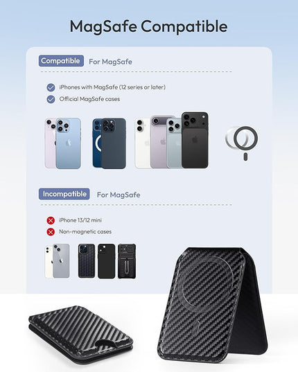 Magnetic Wallet for iPhone, Compatible with MagSafe Adjustable Stand Wallet, RIFD Blocking Leather Magnetic Card Holder for iPhone 17/16/15/14/13/12 Series, Not for iPhone 13/12 Mini