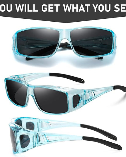 Wzerry Sunglasses Fit Over Glasses Polarized for Men Women, Wrap-Around Glasses UV400 Protection for Driving and Outdoor