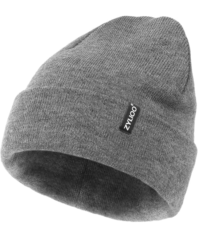 Zylioo Oversize Beanie Hats, XXL Big Size Ribbed Knit Cuffed Winter Hat for Cold Weather, Warm Skull Watch Cap