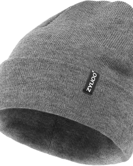Zylioo Oversize Beanie Hats, XXL Big Size Ribbed Knit Cuffed Winter Hat for Cold Weather, Warm Skull Watch Cap