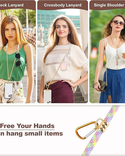 Universal Phone Strap, Metal Cell Phone Chain & Color-Mixing Braided Phone Lanyard Combination for iPhone 17, 16 Series and Most Smartphones, Stylish and Durable, Color-Mixing
