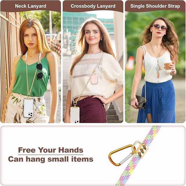 Universal Phone Strap, Metal Cell Phone Chain & Color-Mixing Braided Phone Lanyard Combination for iPhone 17, 16 Series and Most Smartphones, Stylish and Durable, Color-Mixing