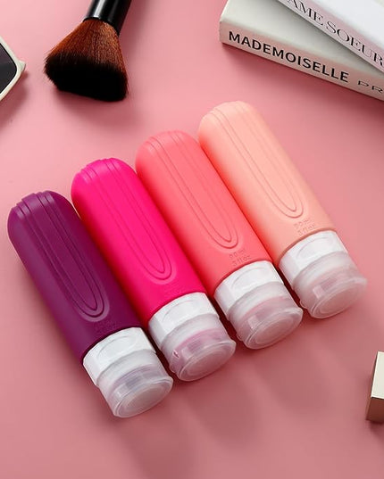 Travel Bottles for Toiletries, Tsa Approved 3oz Travel Size Containers BPA Free Leak Proof Refillable Liquid Silicone Squeezable Travel Accessories for Shampoo Conditioner Lotion (4 Pack)