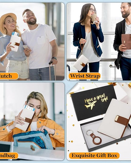 HUANLANG Passport Holder with Airtag for Women/Men, Airtag Passport Wallet for Travel Leather Passport Holder RFID Blocking,Travel Passport Walelt with Credit Card Holder
