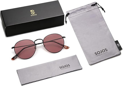 SOJOS Small Round Polarized Sunglasses for Women Men Classic Vintage Retro Shades UV400 SJ1014
