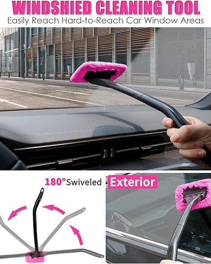 Viewsun 20PCS Car Cleaning Kit, Pink Car Interior Detailing Kit with Drill Brush Set, Windshield Cleaning Tool, Detailing Brushes, Wire Brushes, Cleaning Gel, Complete Cleaning Supplies for Women