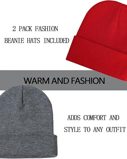 ZOORON 1&2 Pack Beanie for Men Women Slouchy Beanie Hats Winter Knit Caps Soft Ski Hat Unisex