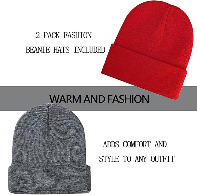ZOORON 1&2 Pack Beanie for Men Women Slouchy Beanie Hats Winter Knit Caps Soft Ski Hat Unisex