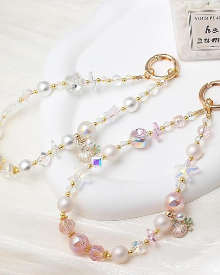 Beaded Phone Wrist Strap,Crystal Keychain Wristlet,Camera Strap Wrist,Cute Phone Chain Wristlet Purse Bag Charms