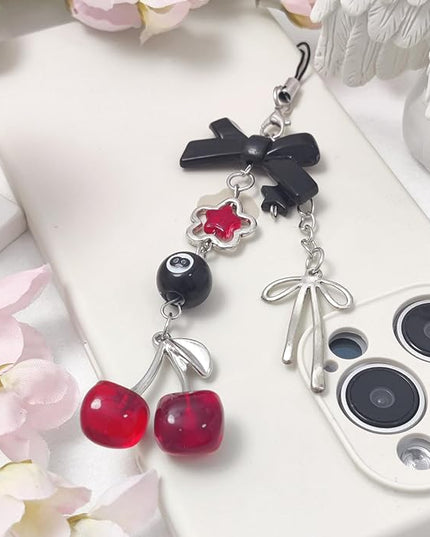 1-4PCS Cute Phone Charms Aesthetic Y2K Cell Phone Charms Strap Pink Strawberry Butterfly Star PhoneCharm Y2K Accessories for Bag Keychain Airpods Camera Pendants Decor