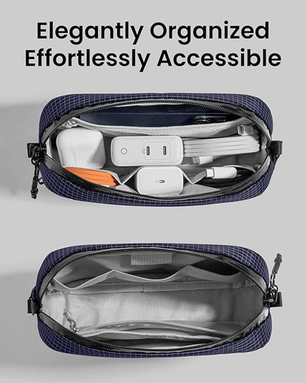 tomtoc Electronics Organizer Travel Case Performance, Water Resistant Bag Cable Tech Pouch Accessories, Carry Storage for Cord, Phone, Cables, Airpods, USB Flash Drive, Daily Items