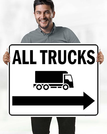 All trucks With Right Arrow Sign, 24x30 Inches, 55 mil thick HDPS (high density polystyrene), Made in USA by My Sign Center