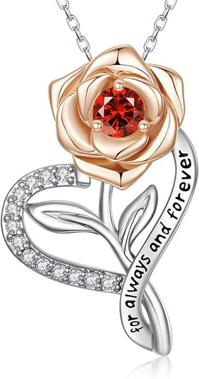 LAVALE Heart Birthstone Necklace for Women, Ideal Anniversary Birthday Gifts for Women Wife Girlfriend Her, Amazing Valentine's day Gift for Mom Women
