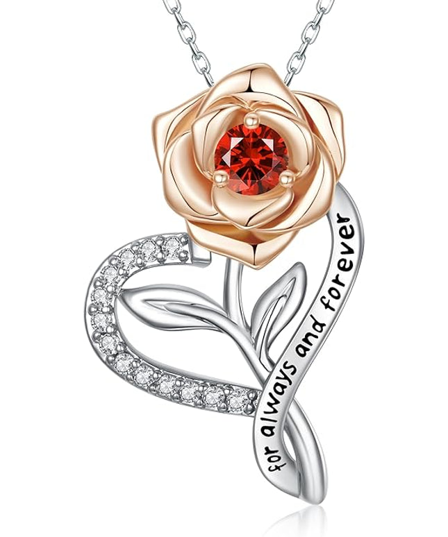 LAVALE Heart Birthstone Necklace for Women, Ideal Anniversary Birthday Gifts for Women Wife Girlfriend Her, Amazing Valentine's day Gift for Mom Women