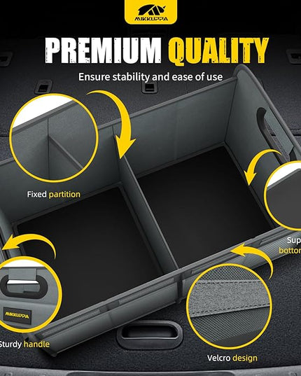 MIKKUPPA Car Trunk Organizer - 70L Collapsible Trunk Organizer for Groceries, Car Storage Organizers for SUV Auto Truck Van with Non Slip Bottom (Gray)