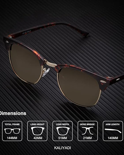 KALIYADI Polarized Sunglasses for Men and Women Semi-Rimless Frame Driving Sun glasses UV Blocking