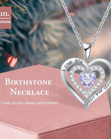 REDBEE Necklaces for Women Birthstone Heart Necklace Jewelry for Wife Girlfriend Woman Necklace