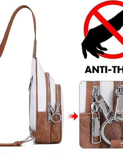Anti Theft Crossbody Bags for Women Leather Sling Bag Cross Body Travel Purse Chest Bags Fanny Pack Gift Teen Girl