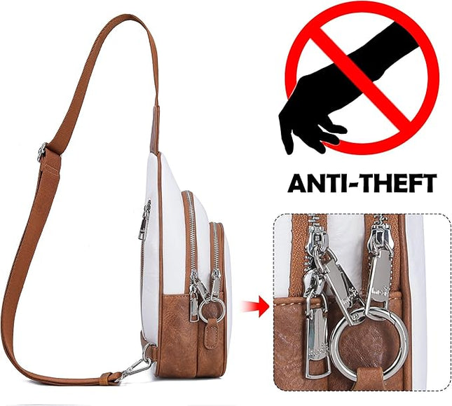 Anti Theft Crossbody Bags for Women Leather Sling Bag Cross Body Travel Purse Chest Bags Fanny Pack Gift Teen Girl