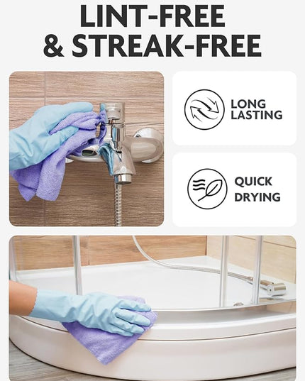 Fantasticlean Microfiber Cleaning Cloth Roll -40 Pack, Tear Away Microfiber Towels, 12" x 12", Reusable, Washable, Scratch Free, Ultra Absorbent for All-Around Cleaning Supplies (Lavender)