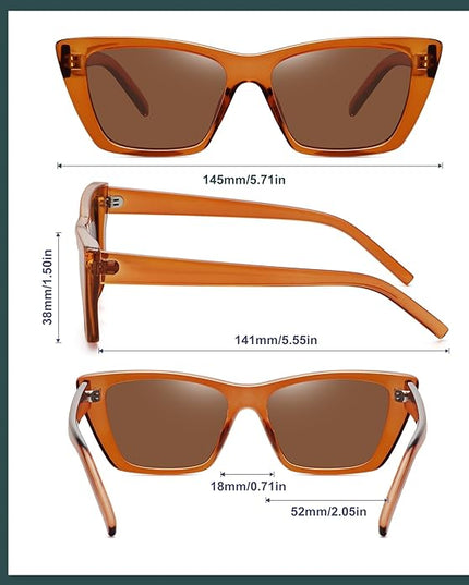 WOWSUN Narrow Small Vintage Polarized Cat Eye Sunglasses for Women