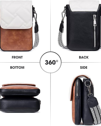 POIUGOYA Small Crossbody Bags for Women Trendy,Leather Triple Compartment Cell Phone Crossbody Wallet Purses with Card Slots