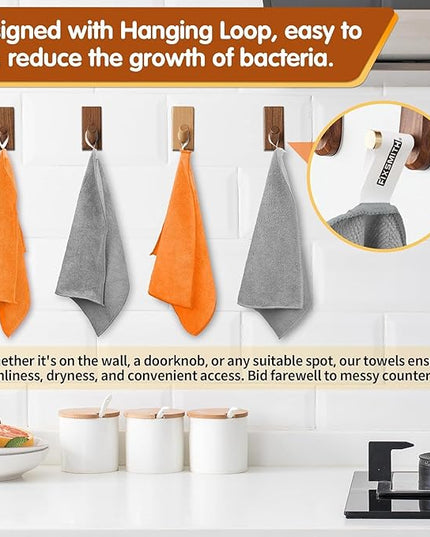 FIXSMITH Microfiber Cleaning Cloth -Pack of 24, Highly Absorbent Cleaning Rags(Grey&Orange), 16"X12" All Purpose Cleaning Towels for Housekeeping, Kitchen, Car, Reusable Microfiber Towels