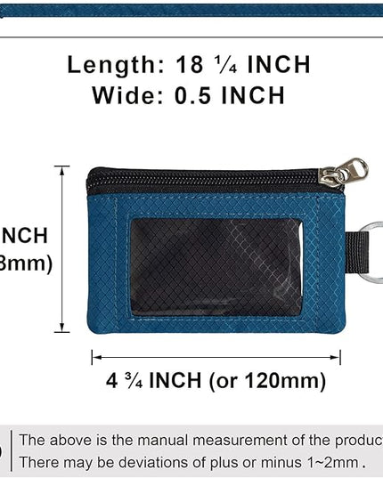 Minimalist RFID Blocking Small Wallet with ID Window,WaterResistant Zip Id Case Wallet with Lanyard Keychain for Cards,Cash,Travel,Women,Men