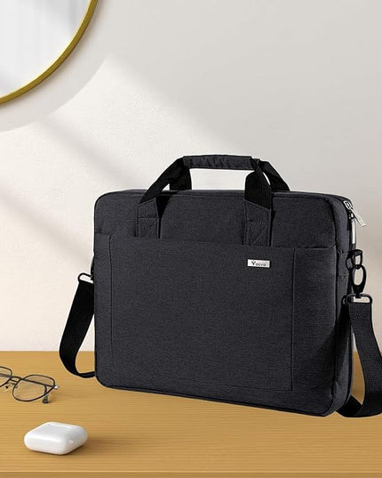 Voova Laptop Bag Case 15 15.6 16 Inch, Computer Sleeve Messenger Bag with Shoulder Strap Expandable Waterproof Business Briefcase for Men Women to Work Travel School, Fit 14-16 Inch Laptop, Black