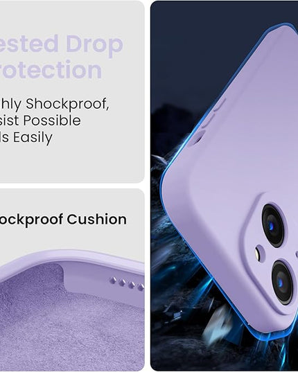 FireNova Designed for iPhone 15 Case, Silicone Upgraded [Camera Protection] Phone Case with [2 Screen Protectors], Soft Anti-Scratch Microfiber Lining Inside, 6.1 inch, Clove Purple
