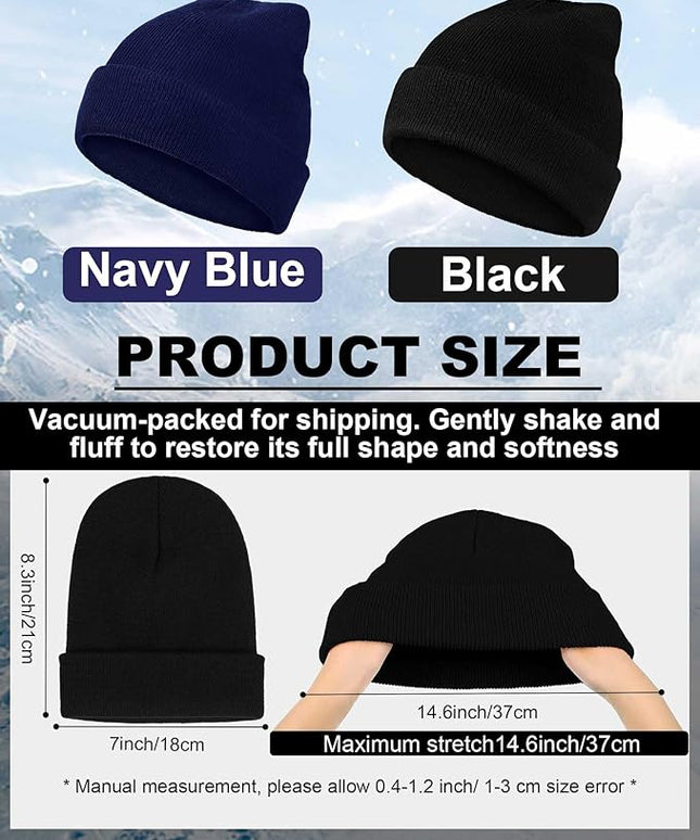 Jecery 120 Pcs Winter Beanie Hats Bulk for Unisex Women Men Homeless Donation Hats Warm Knitted Cuffed Toboggan Stretch Caps