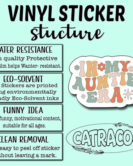 (3Pcs) in My Auntie Era Sticker, Decal Gifts Decorate Books Laptop Phone Water Bottles Kindles Stickers Tumbler Sticker Waterproof Vinyl Decorate Sticker 3" Inch