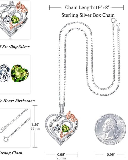 Iefil Christmas Gifts for Wife Women - 925 Sterling Silver Double Birthstone Necklace, Anniversary Birthday Gifts for Women, Jewelry Gift for Wife Girlfriend Mom Her