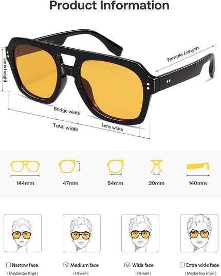 SOJOS Retro Thick Polarized Aviator Sunglasses for Women Men, Large Trendy Bold Square Pilot Shades SJ2385
