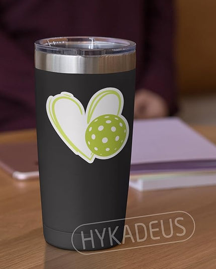 (3Pcs) Pickleball Stickers Waterproof Vinyl Pickleball Heart Decals for Water Bottle, Tumbler, Laptop, Phone Case, Scrapbooking, Team Players, Coach, 3" x 2.8"