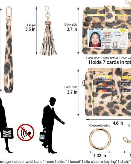 COOLANS Silicone Bracelet Wristlet Wallet Credit Card Holder RFID,ID Window,Key Ring Tassel,Slim Wallet Women Keychain Purse