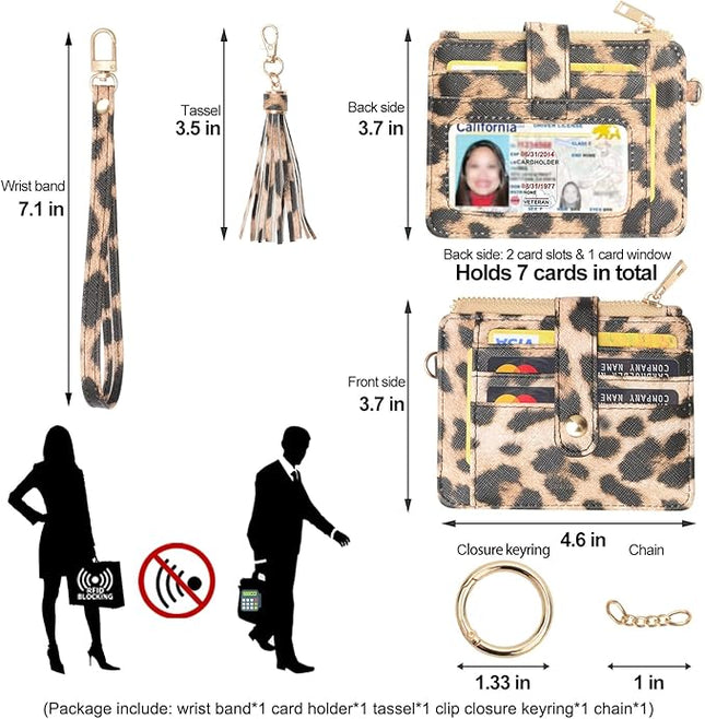 COOLANS Silicone Bracelet Wristlet Wallet Credit Card Holder RFID,ID Window,Key Ring Tassel,Slim Wallet Women Keychain Purse