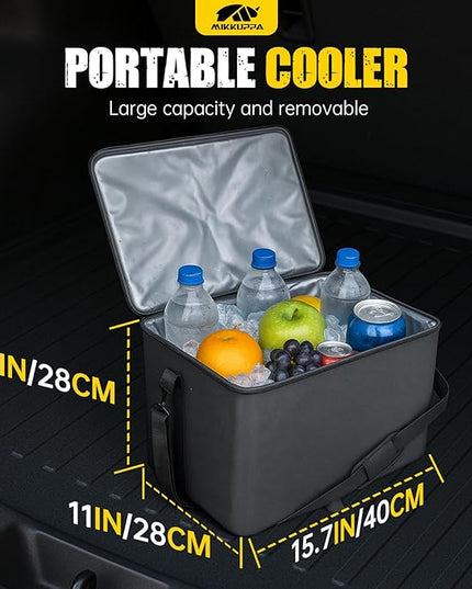 MIKKUPPA Car Trunk Organizer with Cooler - 95L Collapsible Trunk Organizer with Lid, Trunk Storage Organizers for SUV Truck Van with Adjustable Straps and Non Slip Bottom (Black, X-Large with Cooler)