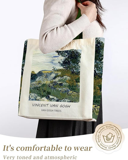 AUSVKAI Cute Canvas Tote Bag for Women, Reusable Designer Bags with Handles Pockets&Snaps for College Beach Everyday Grocery