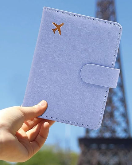 Melsbrinna Premium Leather Passport Holder Covers Case, Waterproof Rfid Blocking Travel Wallet Passport Holder with Pen Holder, Cute Passport Book for Women/Men