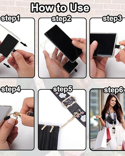 XANGNIER Clip and Go Strap for Phone with Wallet Crossbody, Phone Strap with Zippered Wallet, Adjustable Anti Theft Cellphone Lanyard for Women, Cellphone Chain Accessories,Multicolor 3