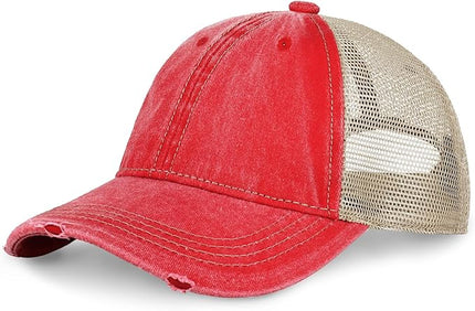CHOK.LIDS Everyday Premium Washed Trucker Hat Unstructured Distressed Pigment Dyed Cap Adjustable Outdoor Headwear