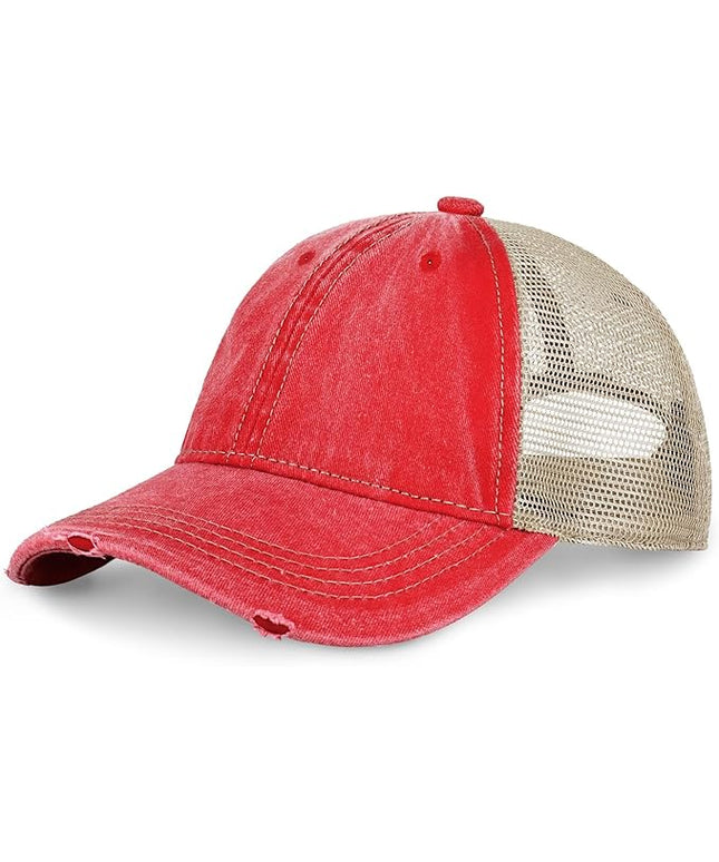 CHOK.LIDS Everyday Premium Washed Trucker Hat Unstructured Distressed Pigment Dyed Cap Adjustable Outdoor Headwear