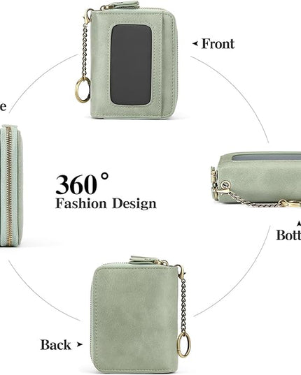 GOIACII Small Genuine Leather Wallet for Women, RFID Blocking Credit Card Holder Wallet