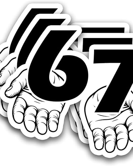 (3Pcs) Funny Six Seven 67 Meme Stickers Gen Alpha Slang 6 7 Hands Vinyl Decals Waterproof Sticker for Water Bottle, Laptop, Tumbler, Phone Case, Scrapbooking, 3" x 2.5"