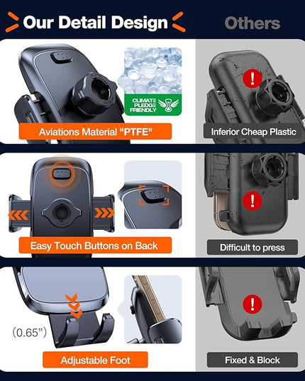 TORRAS Military-Grade Phone Holders for Your Car【96+LBS Strongest Suction】Car Phone Holder Mount, Ultra-Durable Cell Phone Car Mount Truck for Dashboard Windshield Vent for iPhone 17 16 15 Pro Max Air