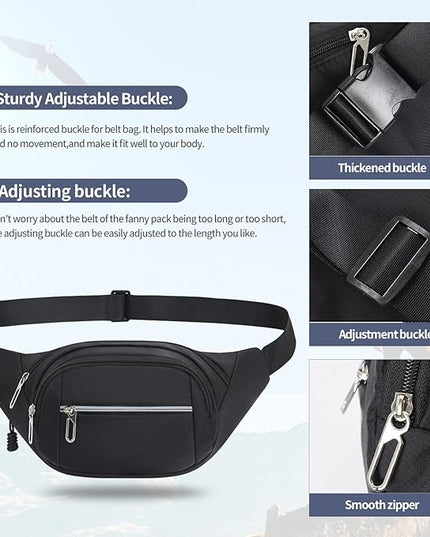 DAITET Crossbody Fanny Pack for Men&Women,Large Waist Bag & Hip Bum Bag with Adjustable Strap for Outdoors Workout Traveling Casual Running Hiking Cycling