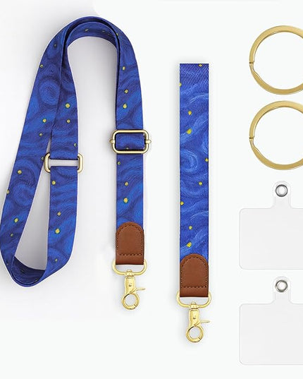 GEHUY IPhone Lanyard Crossbody with Wrist Strap, Adjustable Starry Sky Neck & Wrist Lanyard for Keys, ID Cards, Phone Case Accessories – Universal Cute Set for Women & Girls