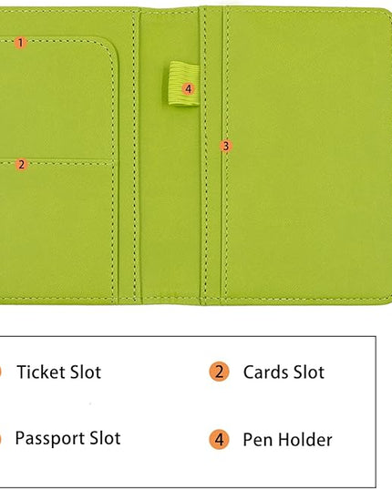 Melsbrinna Premium Leather Passport Holder Covers Case, Waterproof Rfid Blocking Travel Wallet Passport Holder with Pen Holder, Cute Passport Book for Women/Men